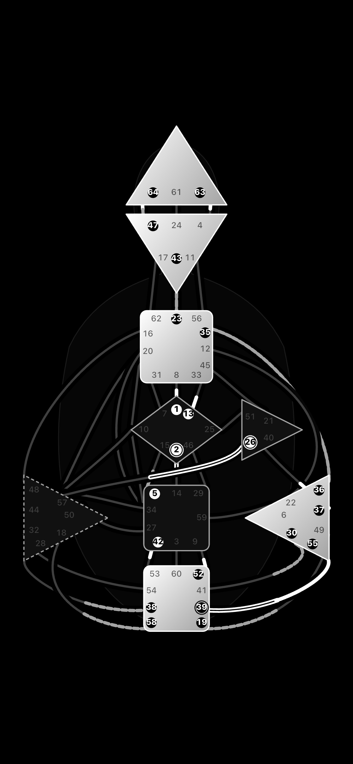 Anonymous sample Human Design BodyGraph rendered by the Synastry app